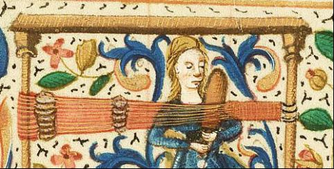 Tissage médiéval aux plaquettes, atelier au Manoir de la Cour